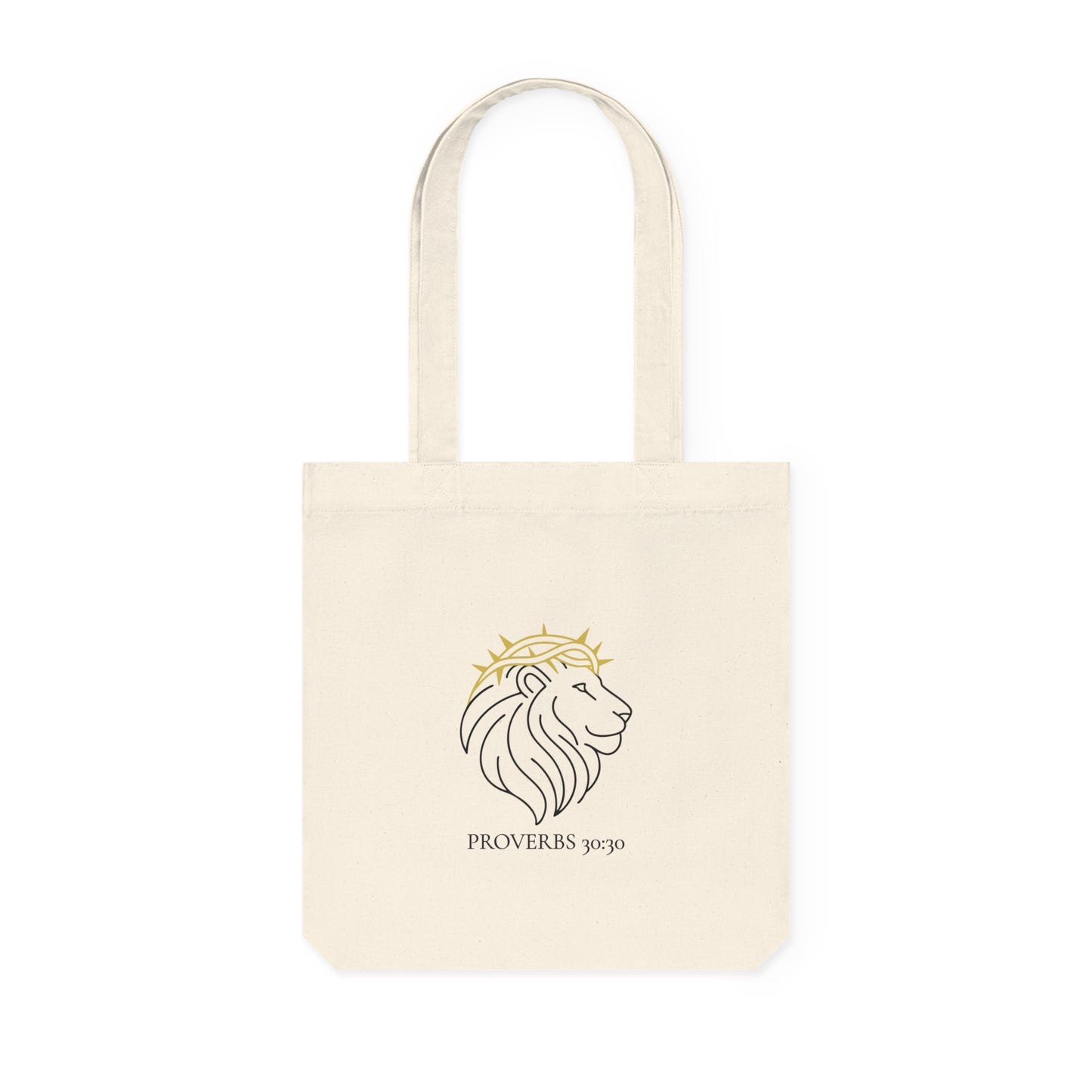 Proverbs 30:30 Woven Tote Bag - Proverbs Lion Design, Eco-Friendly Shopping Bag, Gift for Her, Stylish Market Tote, Nature Lover Bag